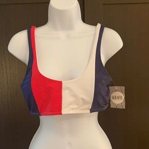 Ika-Kul Bikini Top / Red White Blue / Large